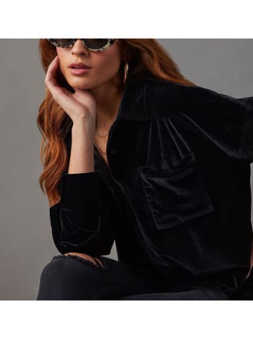 Milan Kiss Samtbluse in Schwarz