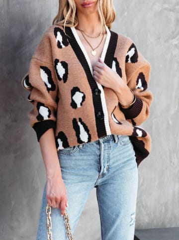 Milan Kiss Cardigan in Camel/ Schwarz