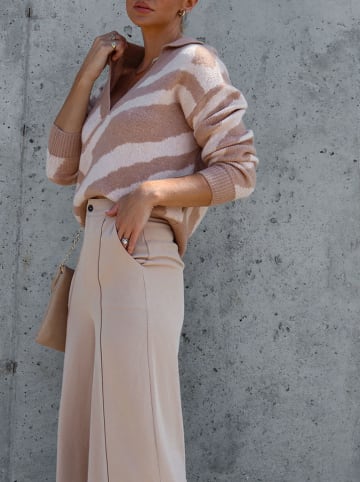 Milan Kiss Pullover in Hellbraun/ Creme