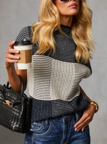 Milan Kiss Sweter w kolorze ciemnoszaro-kremowym