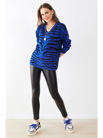 Milan Kiss Pullover in Blau/ Schwarz