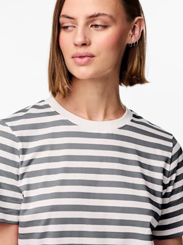 Pieces Shirt in Grau/ Weiß