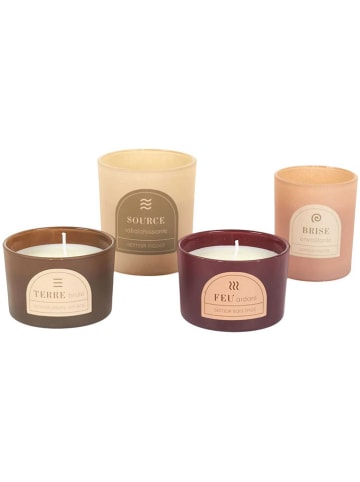 Ethnical Life 4er-Set: Duftkerzen in Rosa/ Hellbraun/ Creme - 390 g