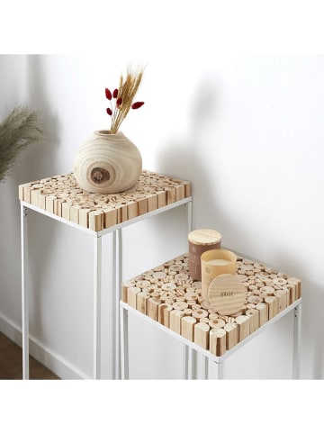 THE HOME DECO FACTORY 2-delige set: bijzettafels naturel/wit