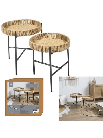 Ethnical Life Set van twee tafels "Pampa" lichtbruin/zwart