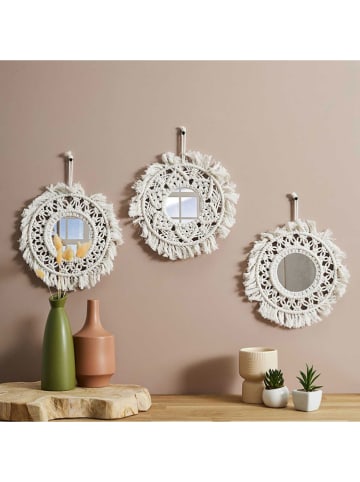 Ethnical Life 3er-Set: Spiegel ''Boho'' in Creme - Ø 28 cm