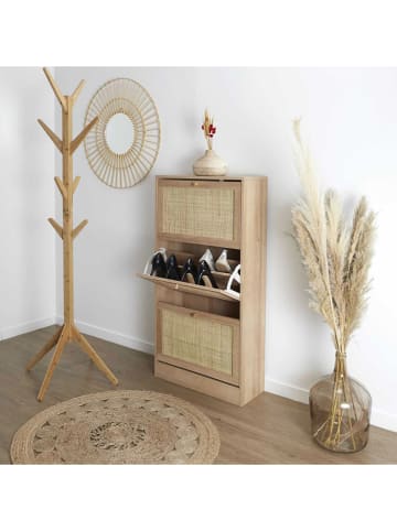 Ethnical Life Schuhschrank in Hellbraun - (B)60 x (H)113 x (T)24 cm