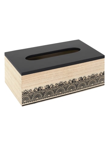 Ethnical Life Kosmetiktuchbox in Schwarz/ Natur - (B)24 x (H)8,5 x (T)14 cm