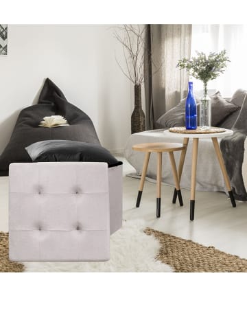 Ethnical Life Kruk met opbergruimte wit - (B)37,5 x (H)37,5 x (D)37,5 cm