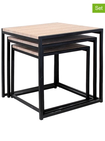 Ethnical Life Stoliki (3 szt.) w kolorze czarno-jasnobrązowym