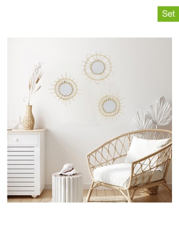 THE HOME DECO FACTORY 3er-Set: Spiegel in Natur - Ø 28 cm