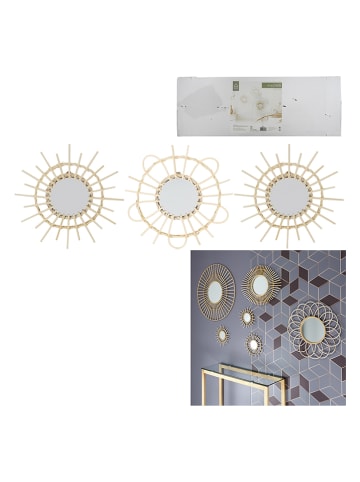 THE HOME DECO FACTORY 3er-Set: Spiegel in Natur - Ø 28 cm
