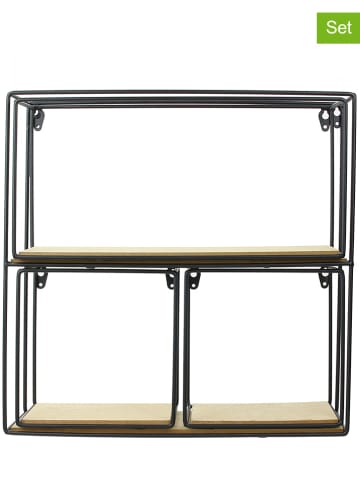 Ethnical Life 4er-Set: Wandregale in Schwarz/ Natur