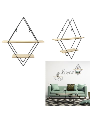 Ethnical Life Regał ścienny w kolorze czarno-jasnobrązowym - 40 x 46 x 10 cm