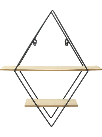 Ethnical Life Wandregal in Schwarz/ Natur - (B)40 x (H)46 x (T)10 cm