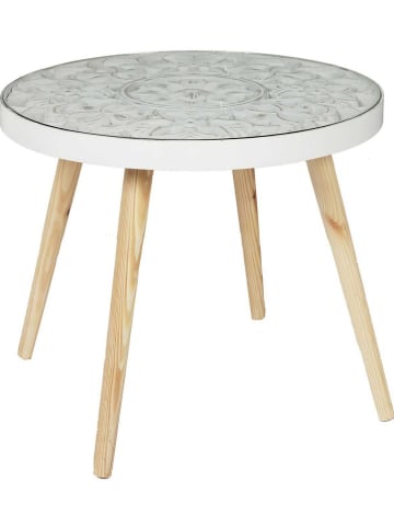 Ethnical Life Beistelltisch in Weiß - (H)41,5 x Ø 50 cm
