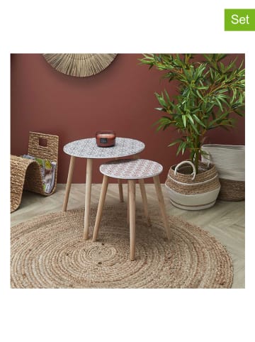 Ethnical Life Set van twee bijzettafels groen/rood/naturel