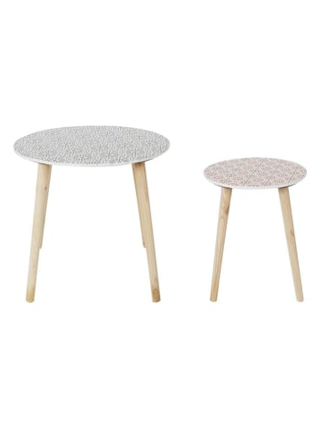 Ethnical Life Stoliki (2 szt.) w kolorze zielono-czerwono-jasnobrązowym