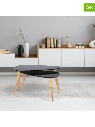 Ethnical Life Stoliki (2 szt.) w kolorze czarno-jasnobrązowym