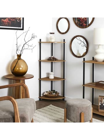 Rétro Chic Eckenregal in Hellbraun/ Schwarz - (B)35 x (H)112 x (T)35 cm