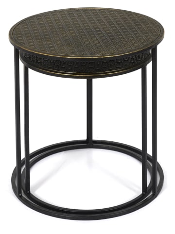 Ethnical Life 2-delige set: bijzettafels zwart/goudkleurig