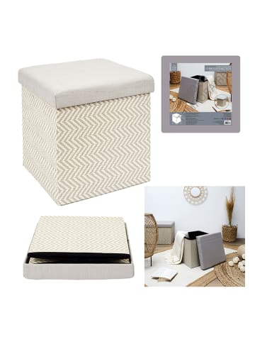 Ethnical Life Kruk met opbergruimte beige/grijs - (B)38 x (H)38 x (D)38 cm