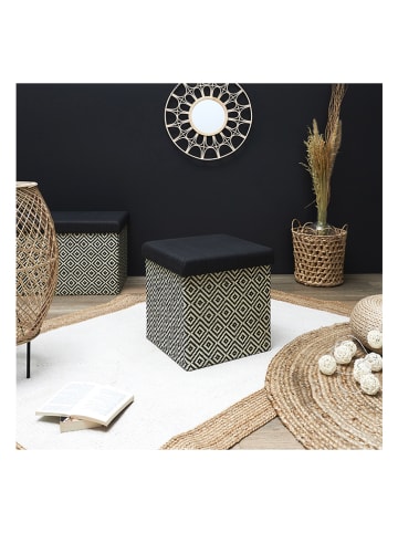 Ethnical Life Kruk met opbergruimte zwart/grijs - (B)38 x (H)38 x (D)38 cm