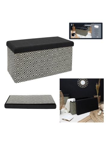 Ethnical Life Kruk met opbergruimte zwart/wit - (B)76 x (H)38 x (D)38 cm