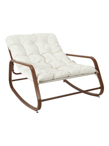 Garden Spirit Schaukelstuhl in Creme/ Braun - (H)92 x (H)69 x (T)130 cm