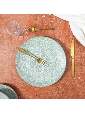Ethnical Life 6er-Set: Speiseteller ''Sahara'' in Grün - Ø 27 cm