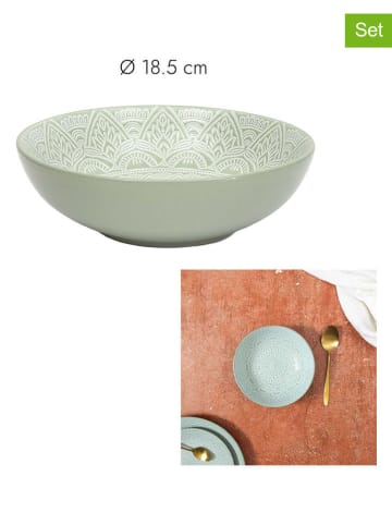 Ethnical Life Talerze głębokie (6 szt.) "Sahara" w kolorze zielonym - Ø 18,5 cm