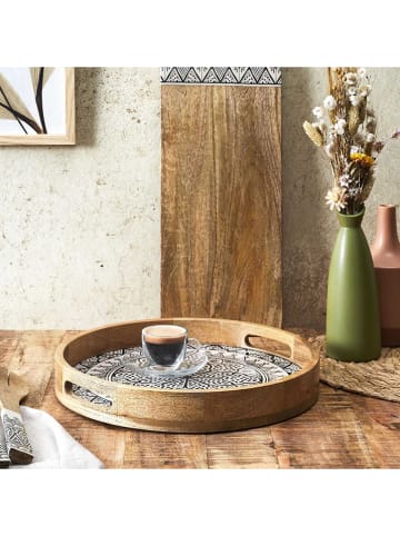 Ethnical Life Dienblad bruin/beige/zwart - Ø 35 cm