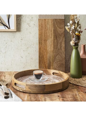 Ethnical Life Tablett in Braun/ Beige - Ø 35 cm