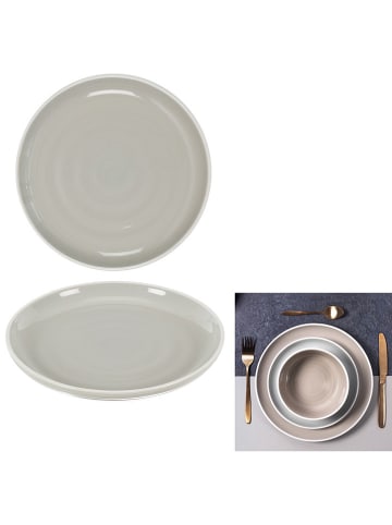 Ethnical Life 12-delige set: borden "Bicolore" grijs - Ø 20 cm