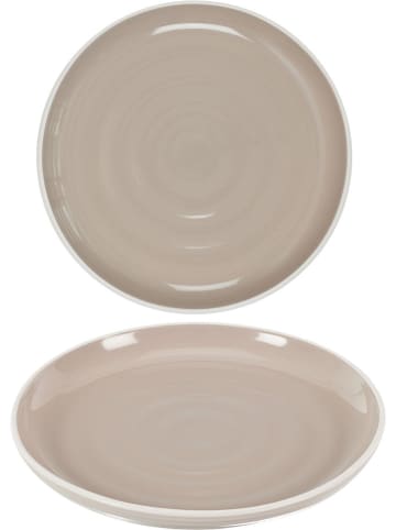 Ethnical Life 12er-Set: Teller "Bicolore" in Beige - Ø 20 cm