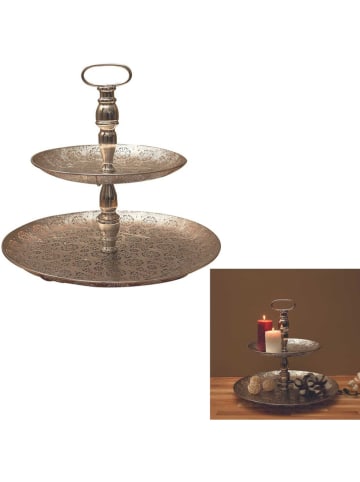 Ethnical Life Etażerka w kolorze srebrnym - wys. 40 x Ø 49 cm