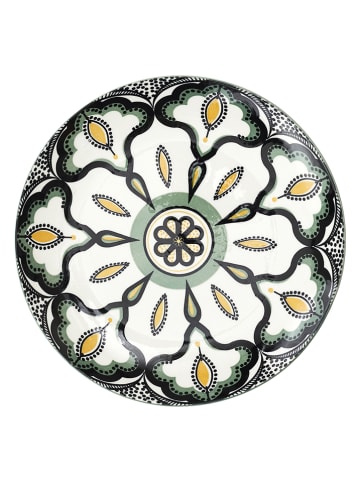 every ware 6er-Set: Dessertteller "Mandala" in Weiß/ Grün/ Schwarz - Ø 19 cm