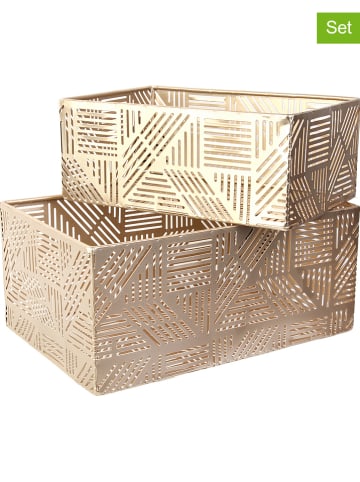 Rétro Chic 2er-Set: Aufbewahrungskörbe in Gold