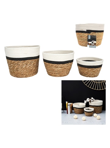 Ethnical Life 3er-Set: Aufbewahrungskörbe in Natur/ Weiß