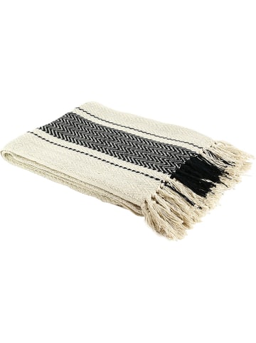 Ethnical Life Baumwoll-Plaid in Creme/ Schwarz - (L)150 x (B)120 cm