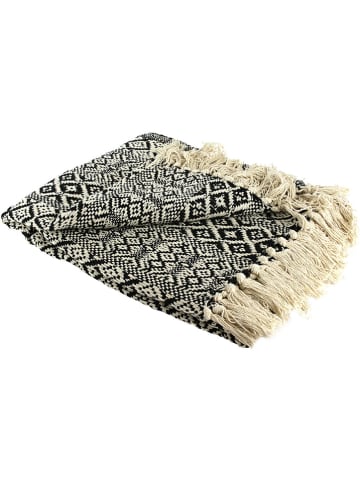 Ethnical Life Katoenen plaid zwart/crème - (L)150 x (B)120 cm