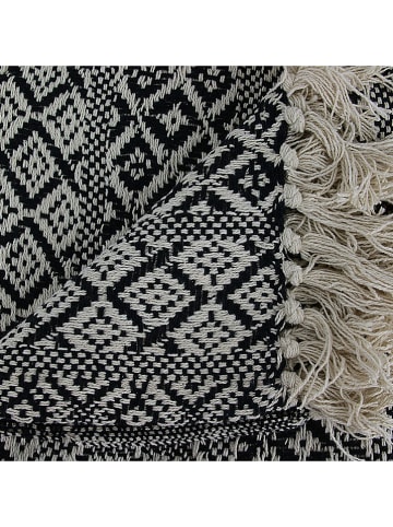 Ethnical Life Baumwoll-Plaid in Schwarz/ Creme - (L)150 x (B)120 cm