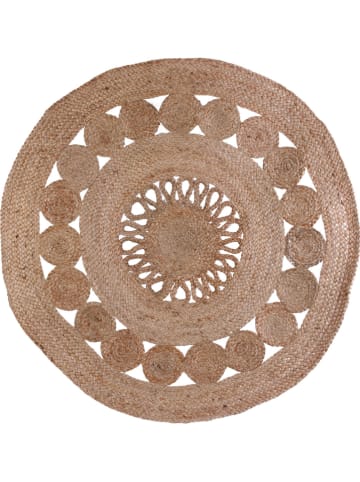 THE HOME DECO FACTORY Jute-Teppich in Hellbraun - Ø 90 cm