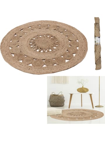 THE HOME DECO FACTORY Jute-Teppich in Hellbraun - Ø 90 cm