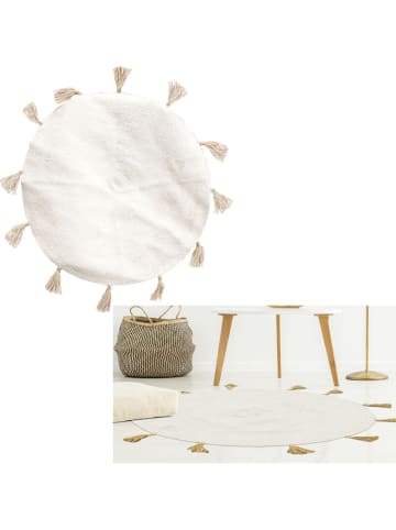 THE HOME DECO FACTORY Katoenen tapijt crème - Ø 90 cm