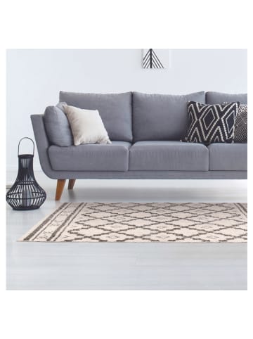 Ethnical Life Baumwoll-Teppich in Creme/ Grau - (L)170 x (B)120 cm