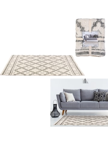 Ethnical Life Katoenen tapijt crème/grijs - (L)170 x (B)120 cm