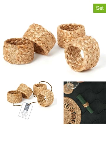 Ethnical Life Pierścienie (4 szt.) w kolorze beżowym na serwetki - Ø 4 cm