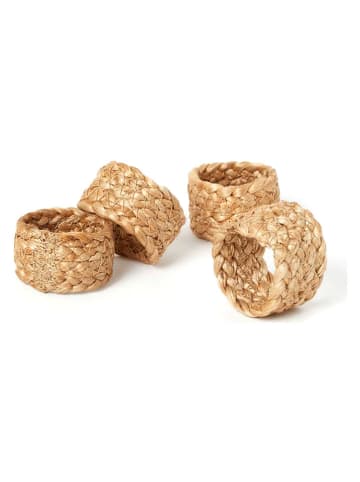 Ethnical Life Pierścienie (4 szt.) w kolorze beżowym na serwetki - Ø 4 cm