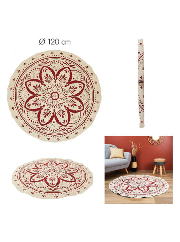 Ethnical Life Katoenen tapijt beige/oranje - Ø 120 cm